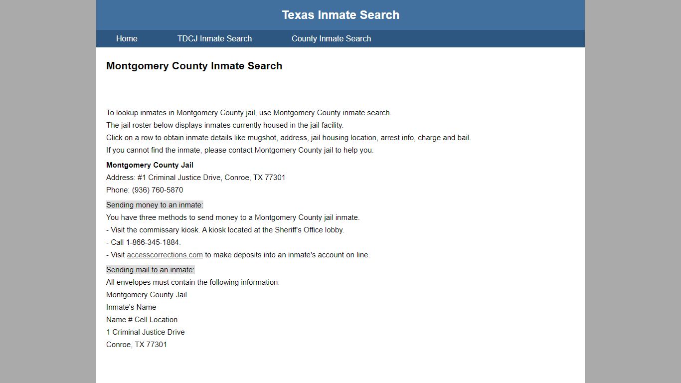 Montgomery County Inmate Search